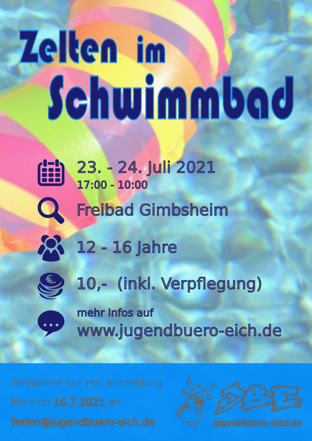 Zelten im Schwimmbad